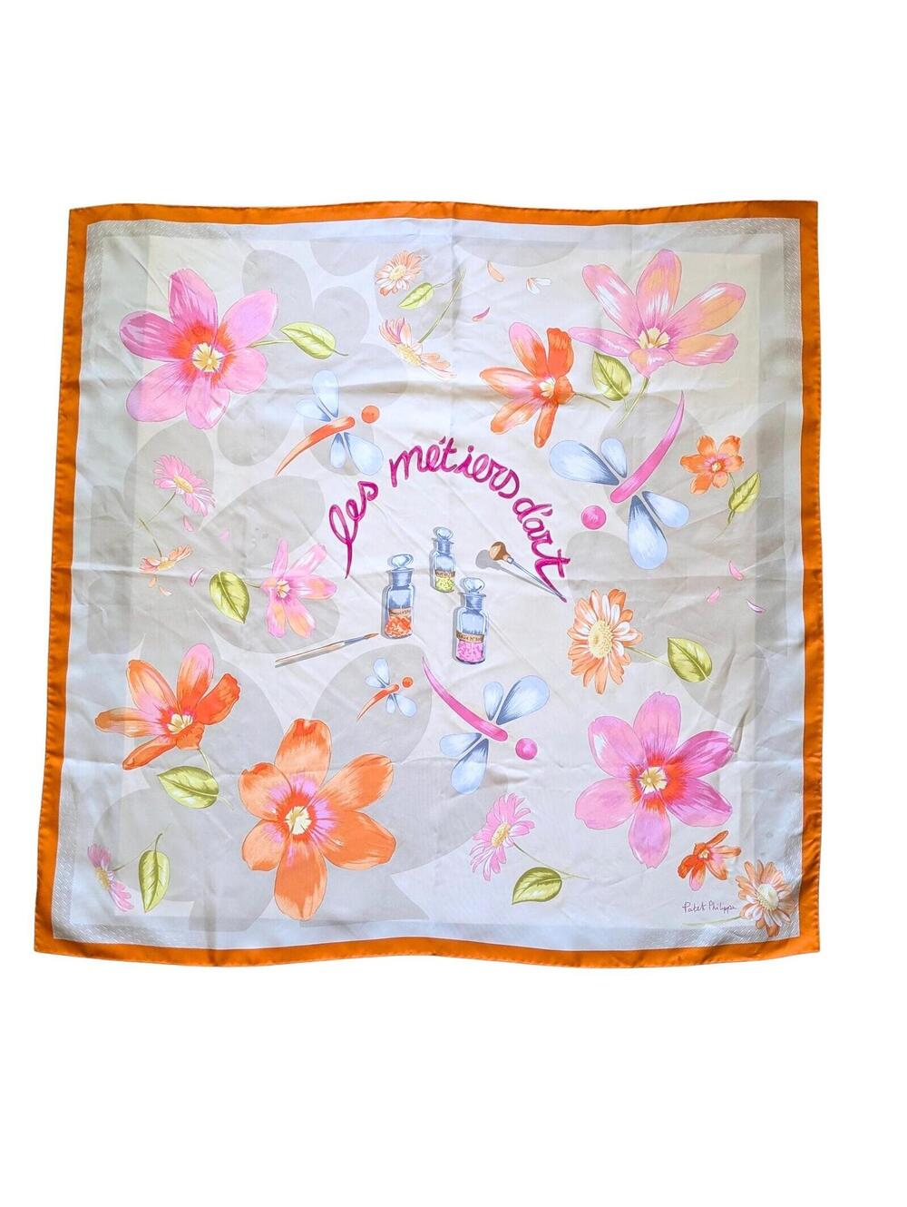Vintage Patek Philippe "Les Metiers D'art" Silk Scarf with Floral Pattern